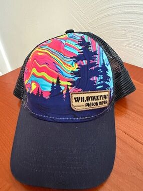 Wildwater Pigeon River Trucker Hat - Neon Swirl Forest